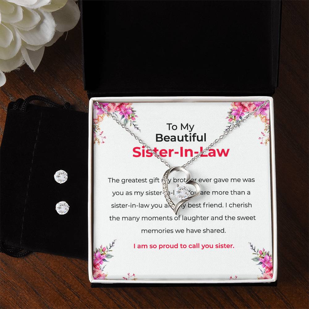 To My Beautiful Sister-in-Law | Forever Love Necklace & Earring Set | Gift for Sister-in-Law