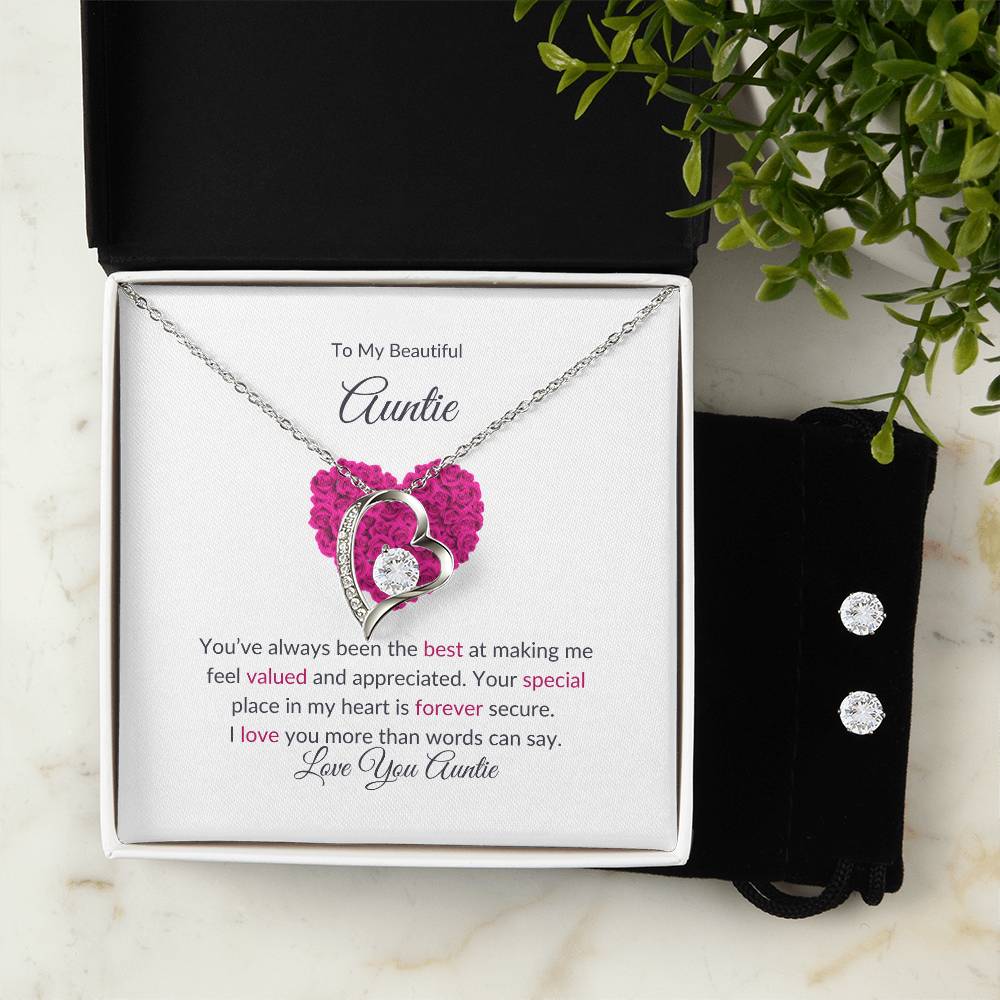 Classic Forever Love Necklace and Earring Sets Gift For Aunt - SOUVMOUR