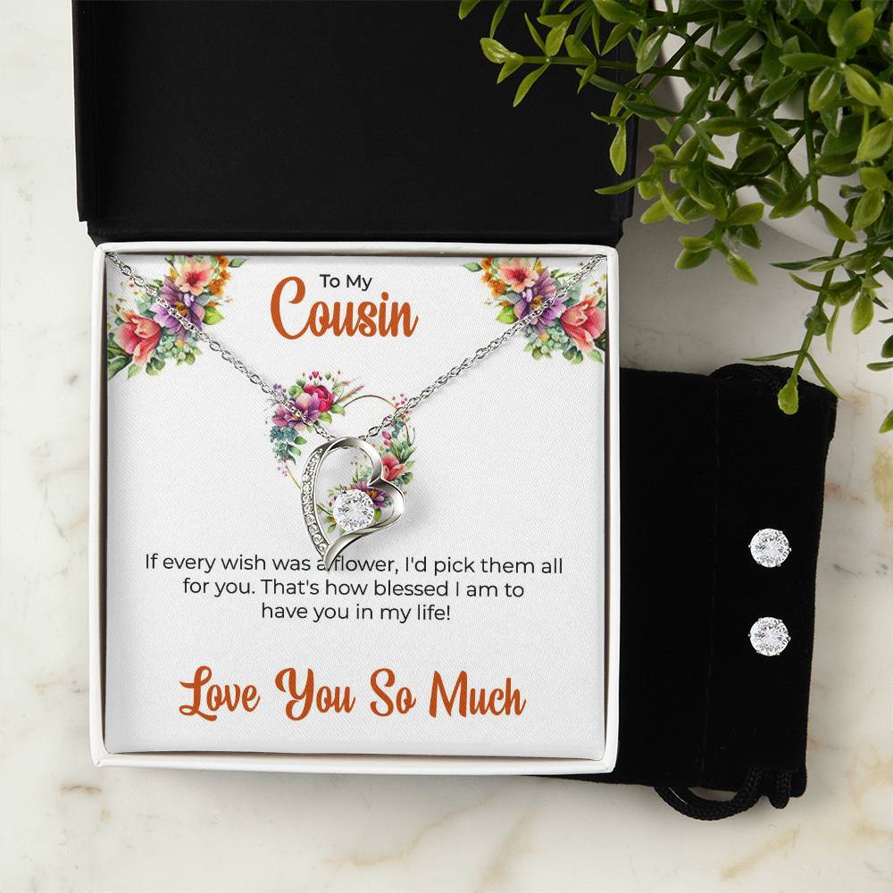Cousin Necklace | To My Cousin My Best Friend - Forever Love Necklace & Earring Set | Cousin Friendship Necklace