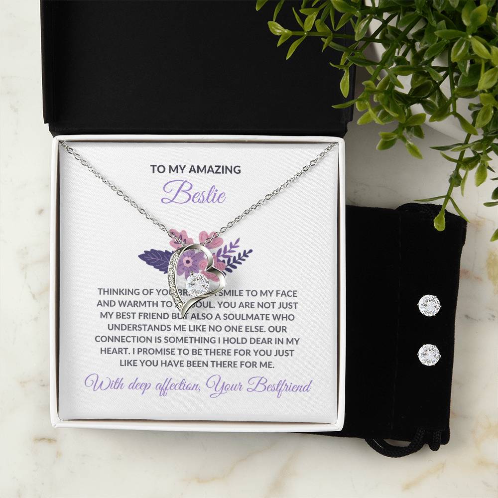 To My Amazing Best Friend - Forever Love Necklace and Earrings Set | Gift for Best Friend | Friendship Gift