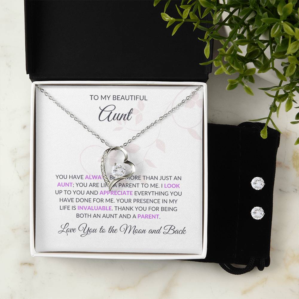 To My Aunt Necklace – Beautiful Classic Forever Love Necklace and Earring Set Gift - SOUVMOUR