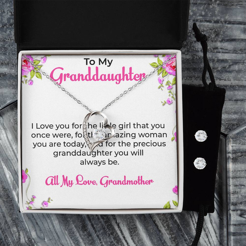 To My Special Granddaughter | Forever Love Necklace & Earring Set, Grandmother & Granddaughter Bond Necklace