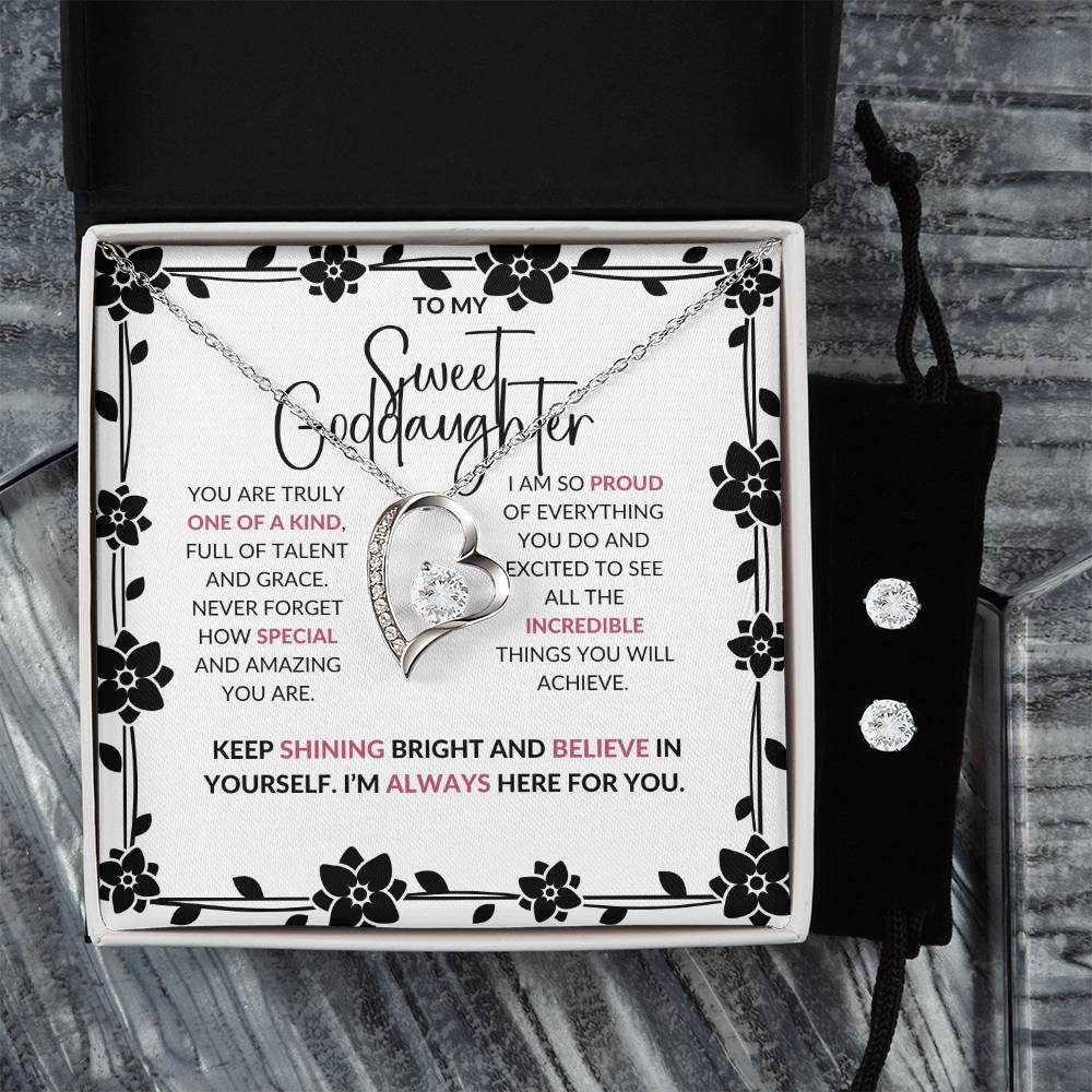 To My Sweet Goddaughter | Forever Love Necklace & Earring Set | A Beautiful Reminder of Our Bond | Goddaughter Gift