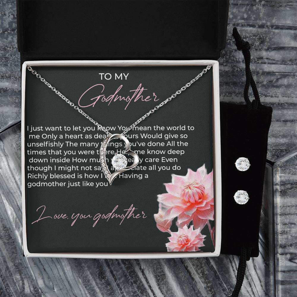 To My Godmother Forever Love Necklace & Earring Set | Godmother Gift | Godmother Necklace
