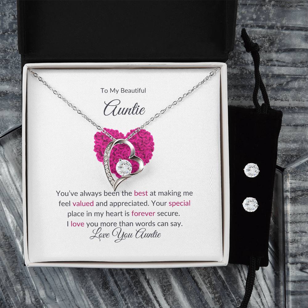 Classic Forever Love Necklace and Earring Sets Gift For Aunt - SOUVMOUR