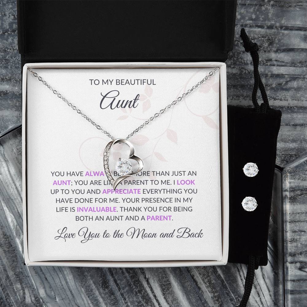 To My Aunt Necklace – Beautiful Classic Forever Love Necklace and Earring Set Gift - SOUVMOUR