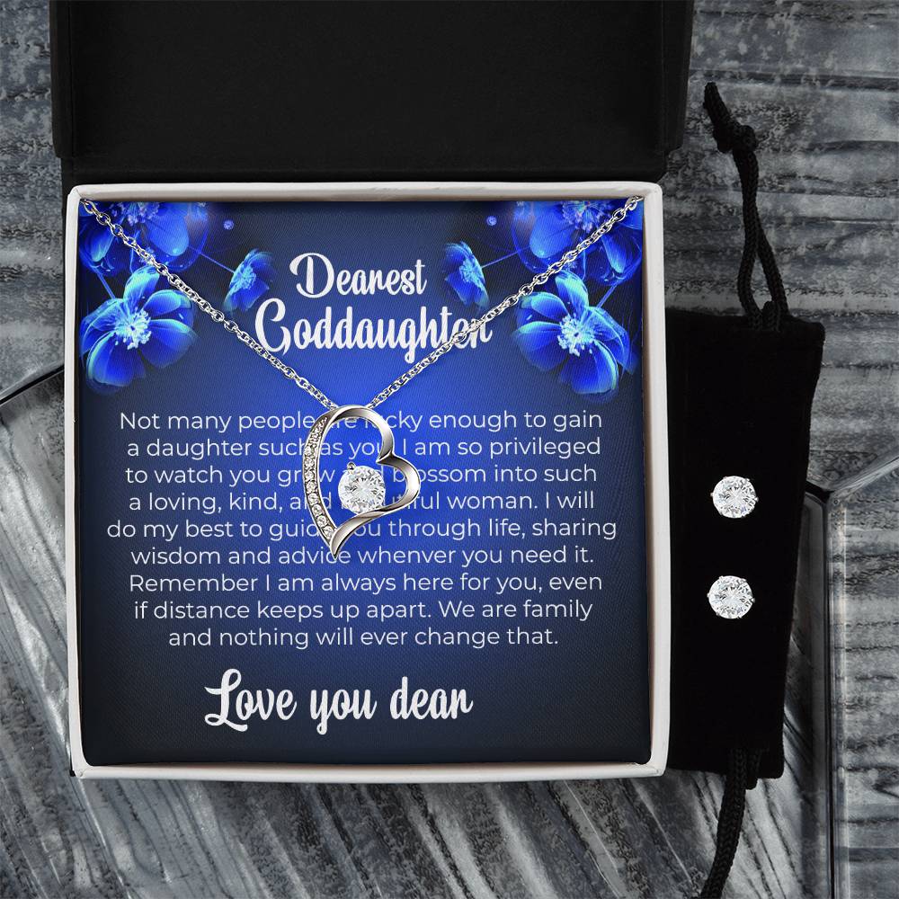 To My Dearest Goddaughter | Forever Love Necklace & Earring Set | A Symbol of Endless Love and Support | Goddaughter Gift