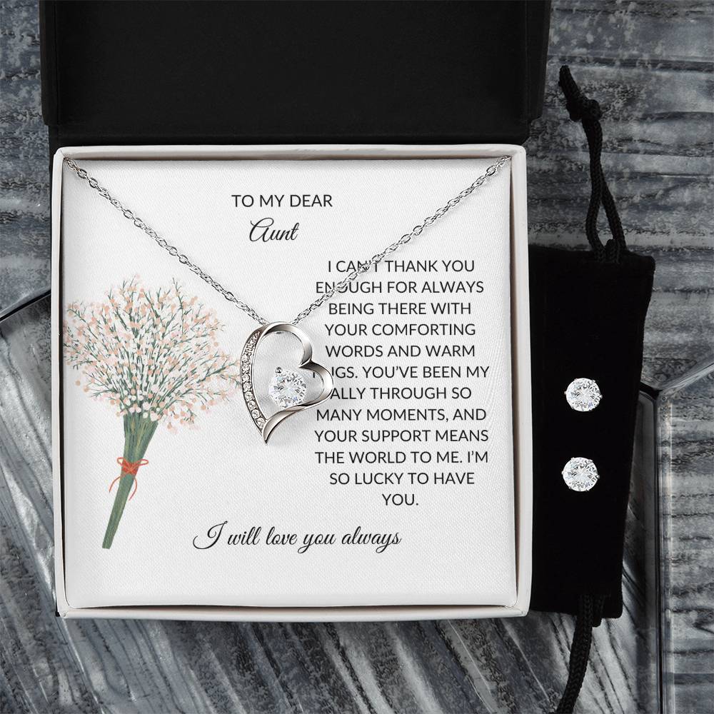 For My Dear Aunt – Radiant Forever Love Necklace and Earring Set - SOUVMOUR