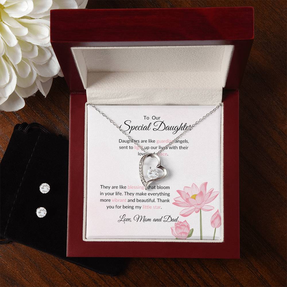 To My Special Daughter – Stunning Forever Love Necklace & Earrings Bundle Gift