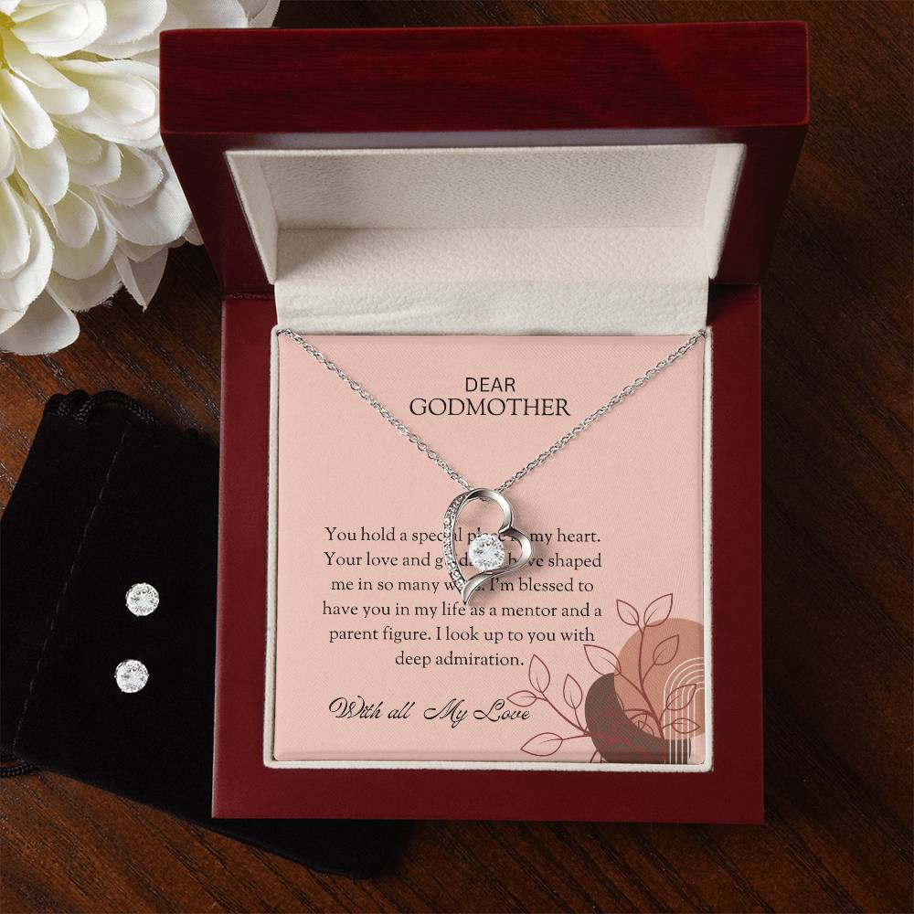 To My Special Godmother Forever Love Necklace & Earring Set | Godmother Gift | Godmother Necklace
