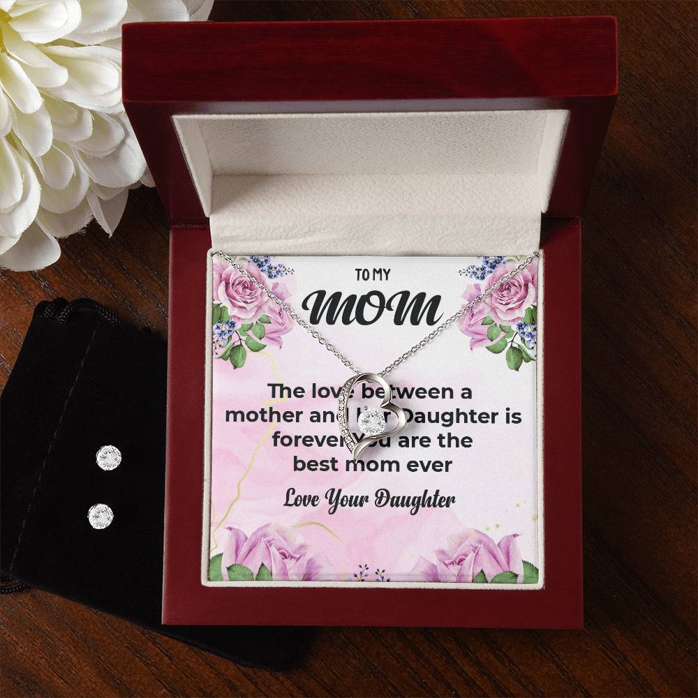 To My Mom | Elegant Forever Love Necklace and Earrings | Mother-Daughter Bond Jewelry | Necklace Gift For Mom