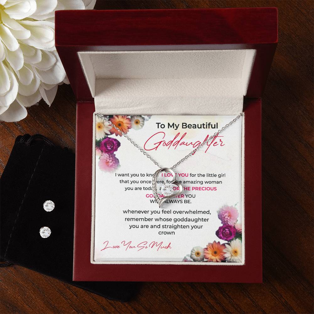 To My Beautiful Goddaughter | Forever Love Necklace & Earring Set | A Cherished Token of Affection | Goddaughter Gift