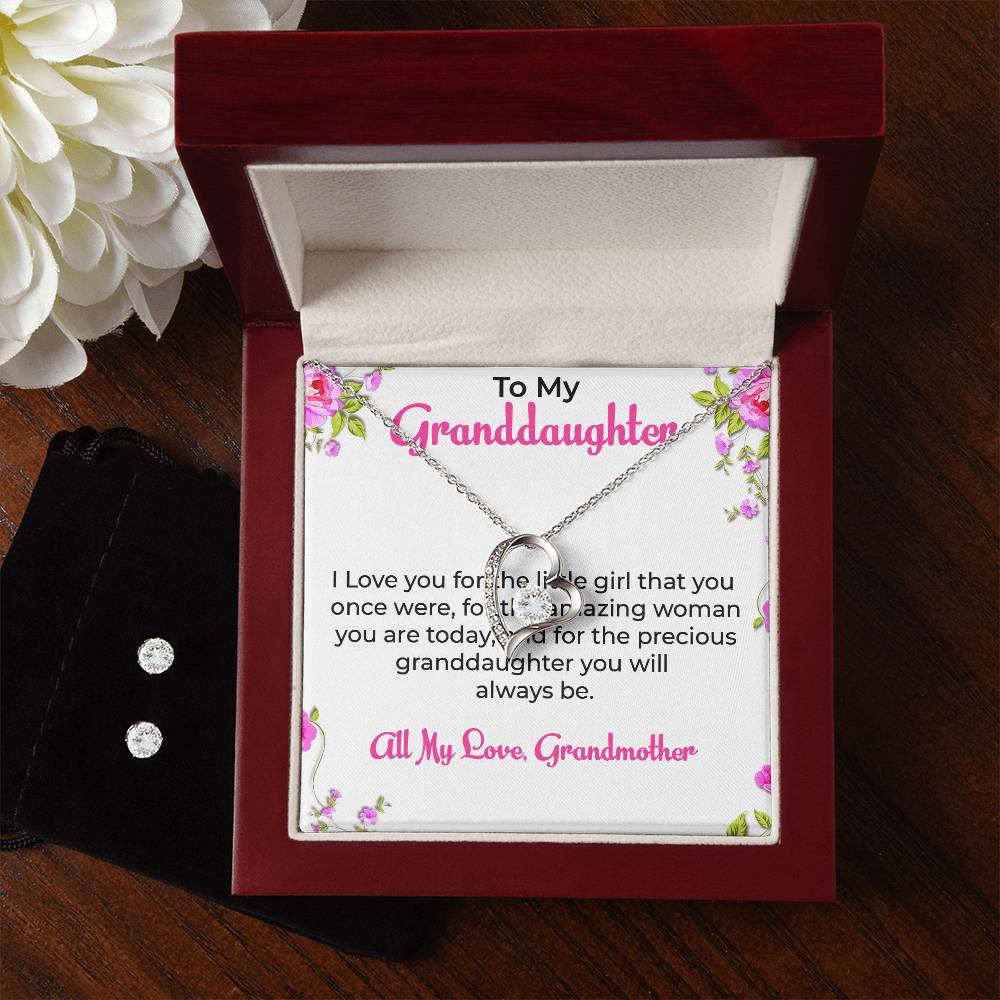 To My Special Granddaughter | Forever Love Necklace & Earring Set, Grandmother & Granddaughter Bond Necklace
