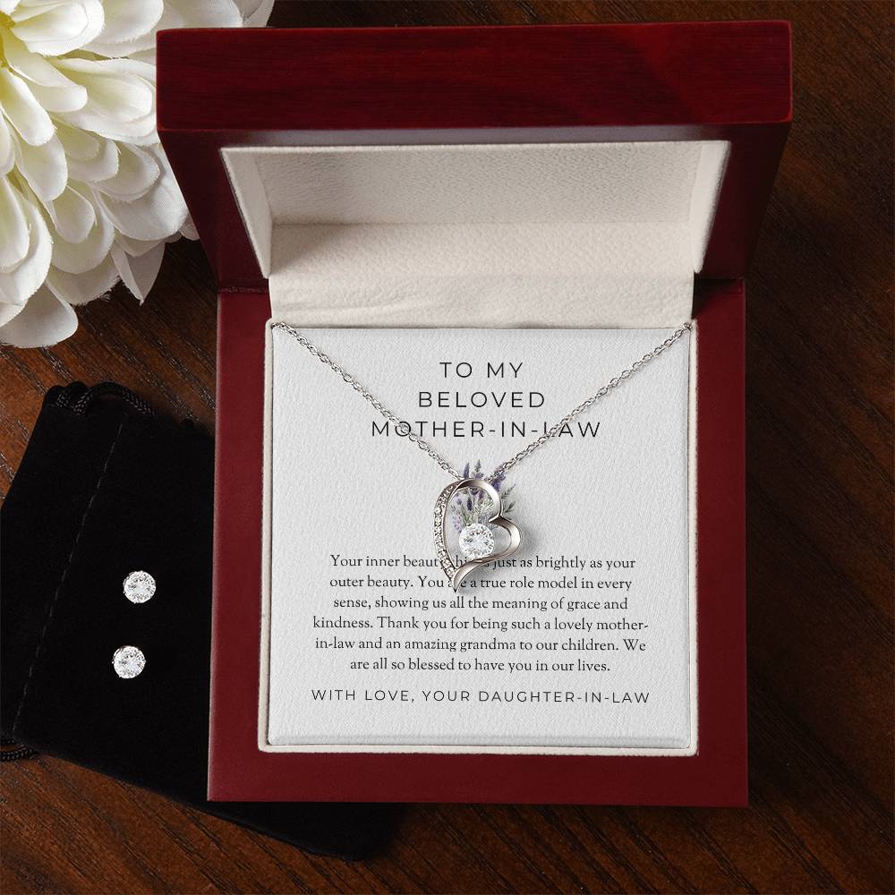 To My Beloved Mother-in-law | Forever Love Necklace & Earring Set | Treasured Mother-in-law Gift
