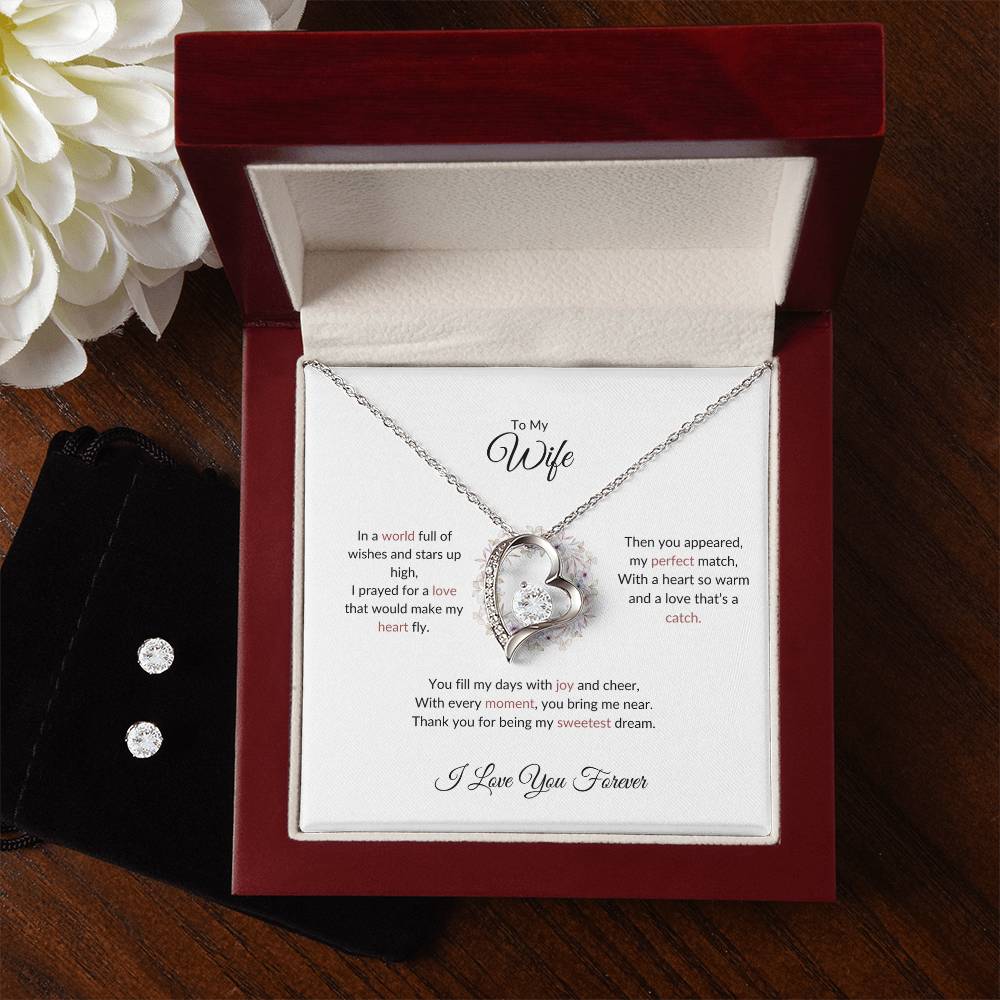 To My Beloved Wife, The Woman I Prayed For - Forever Love Necklace & Earring Set