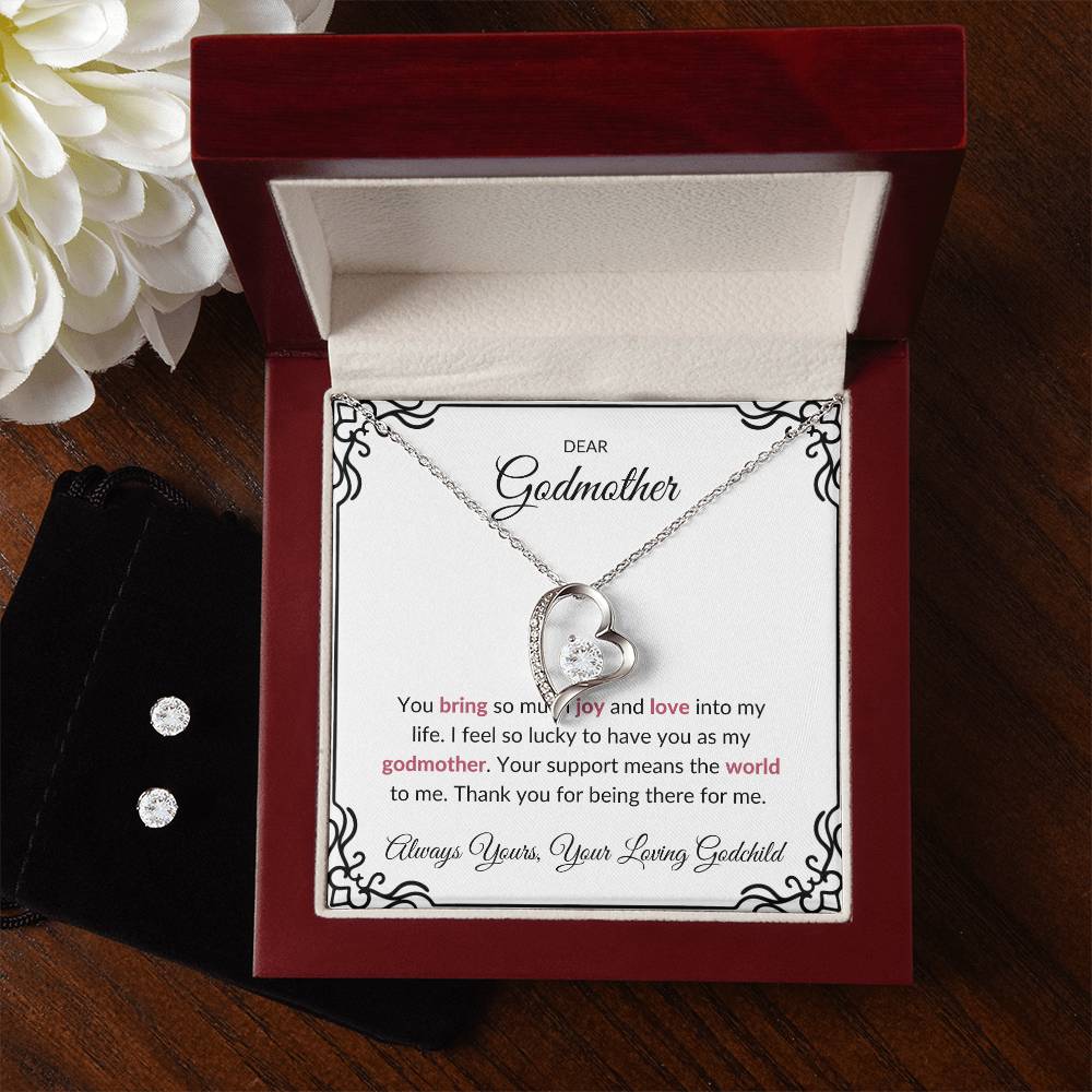 To My Lovely Godmother Forever Love Necklace & Earring Set | Godmother Gift | Godmother Necklace
