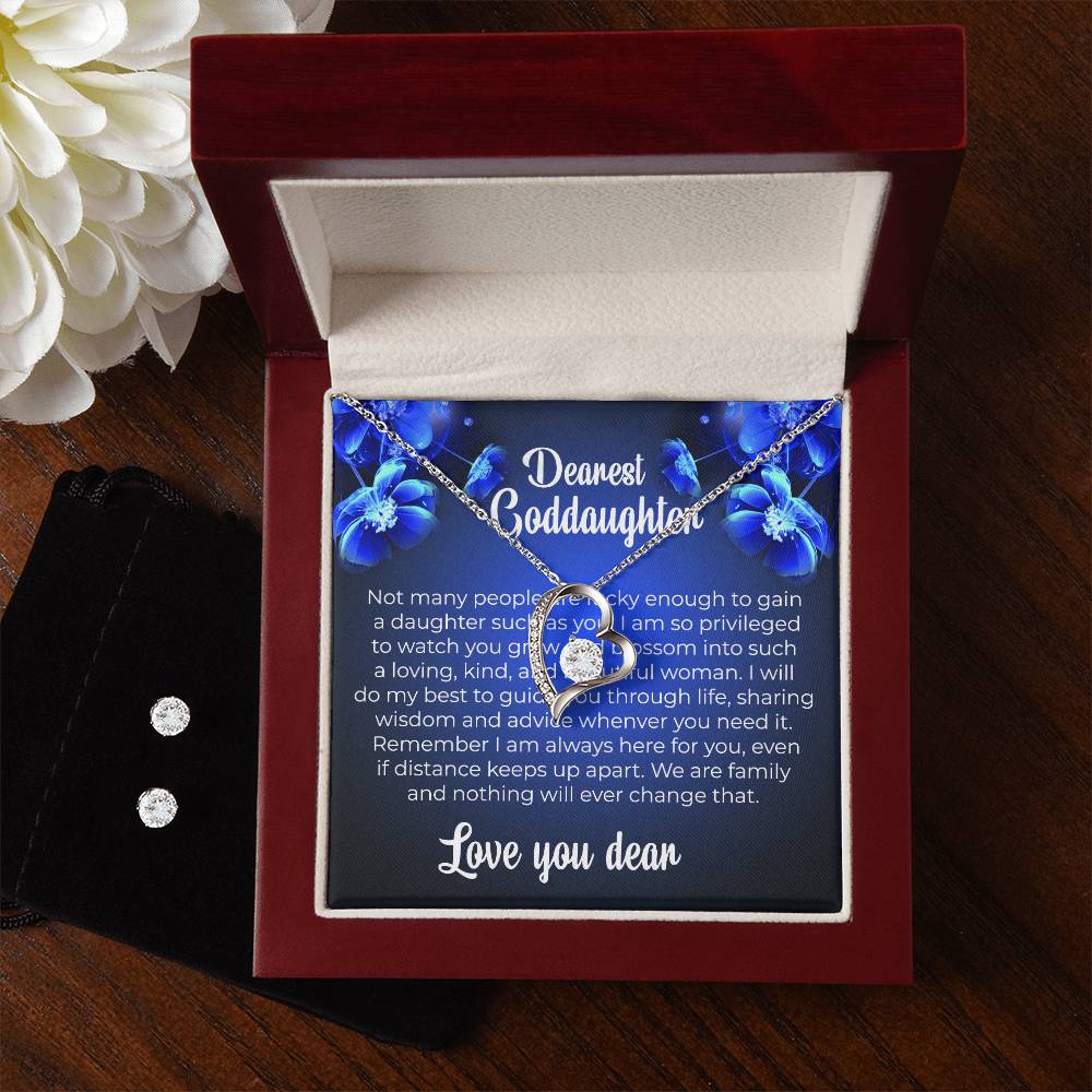 To My Dearest Goddaughter | Forever Love Necklace & Earring Set | A Symbol of Endless Love and Support | Goddaughter Gift