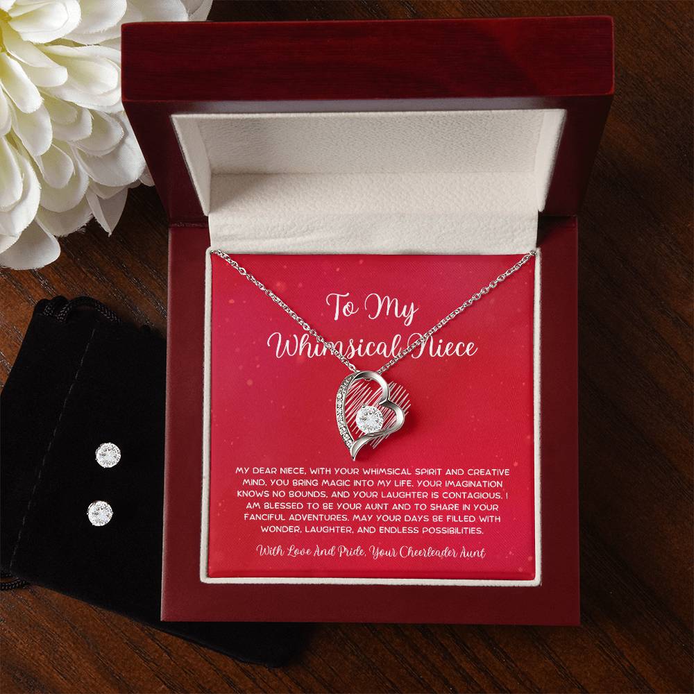 To My Whimsical Niece - From Aunt to Niece Forever Love Necklace With Earrings - SOUVMOUR