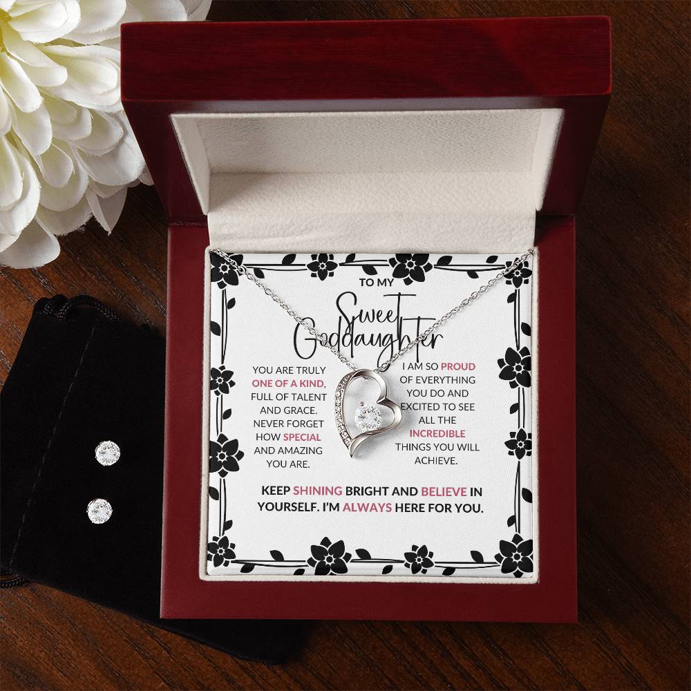 To My Sweet Goddaughter | Forever Love Necklace & Earring Set | A Beautiful Reminder of Our Bond | Goddaughter Gift