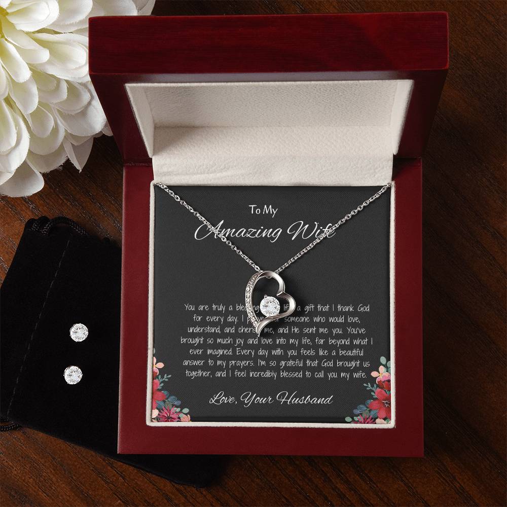 To My Amazing Wife, My Forever Love - Forever Love Necklace & Earring Set
