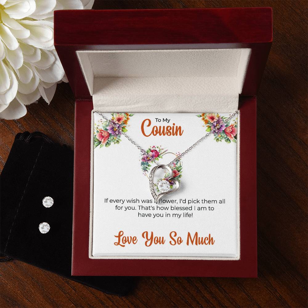 Cousin Necklace | To My Cousin My Best Friend - Forever Love Necklace & Earring Set | Cousin Friendship Necklace