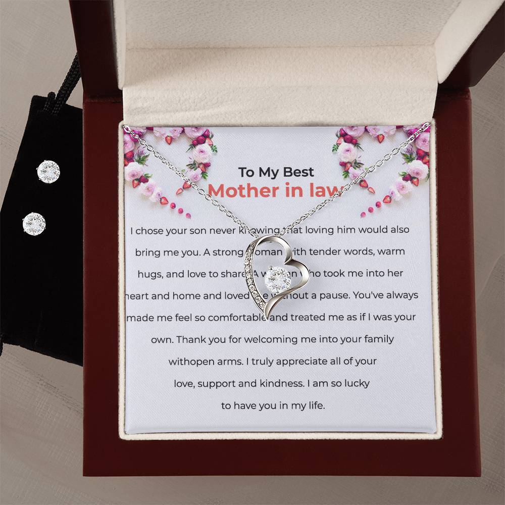 To the Best Mother-in-law | Forever Love Necklace & Earring Set | Elegant Gift for Mother-in-law