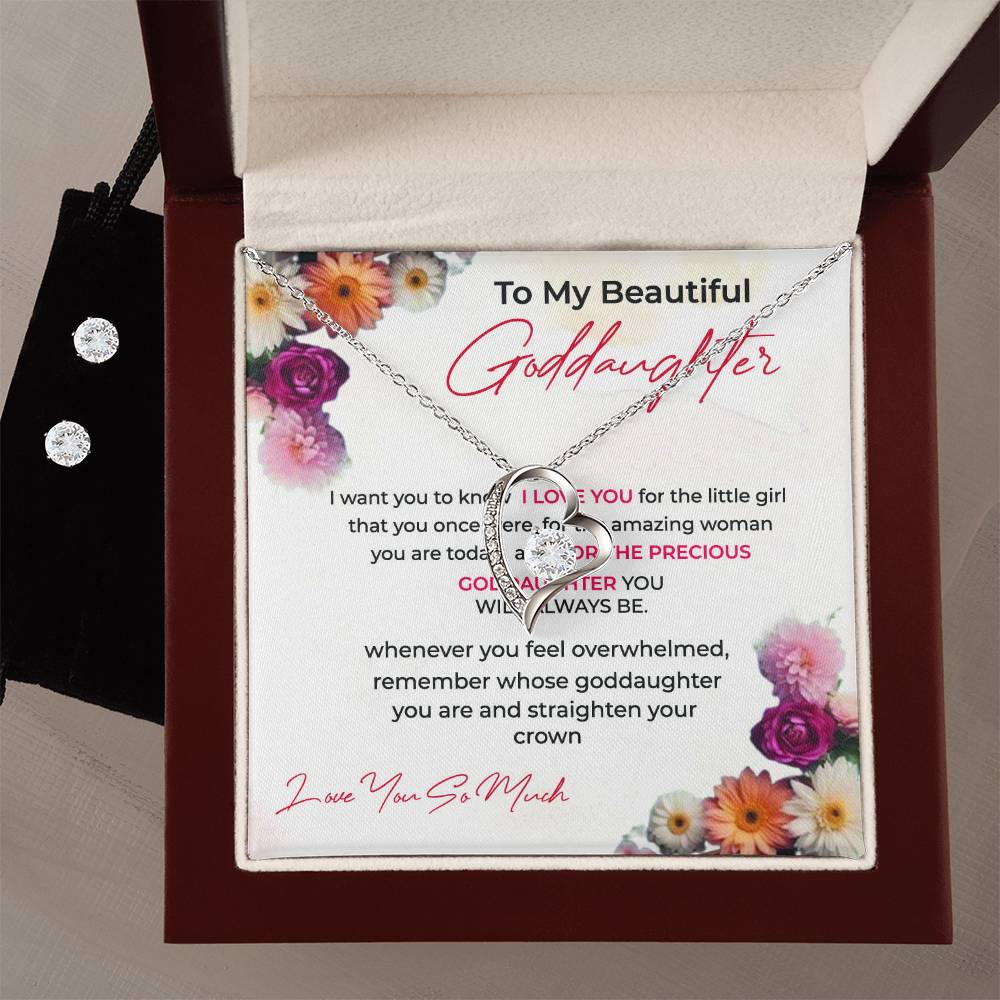To My Beautiful Goddaughter | Forever Love Necklace & Earring Set | A Cherished Token of Affection | Goddaughter Gift