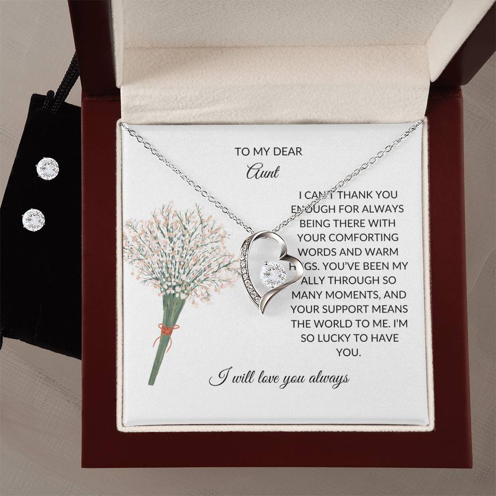 For My Dear Aunt – Radiant Forever Love Necklace and Earring Set - SOUVMOUR