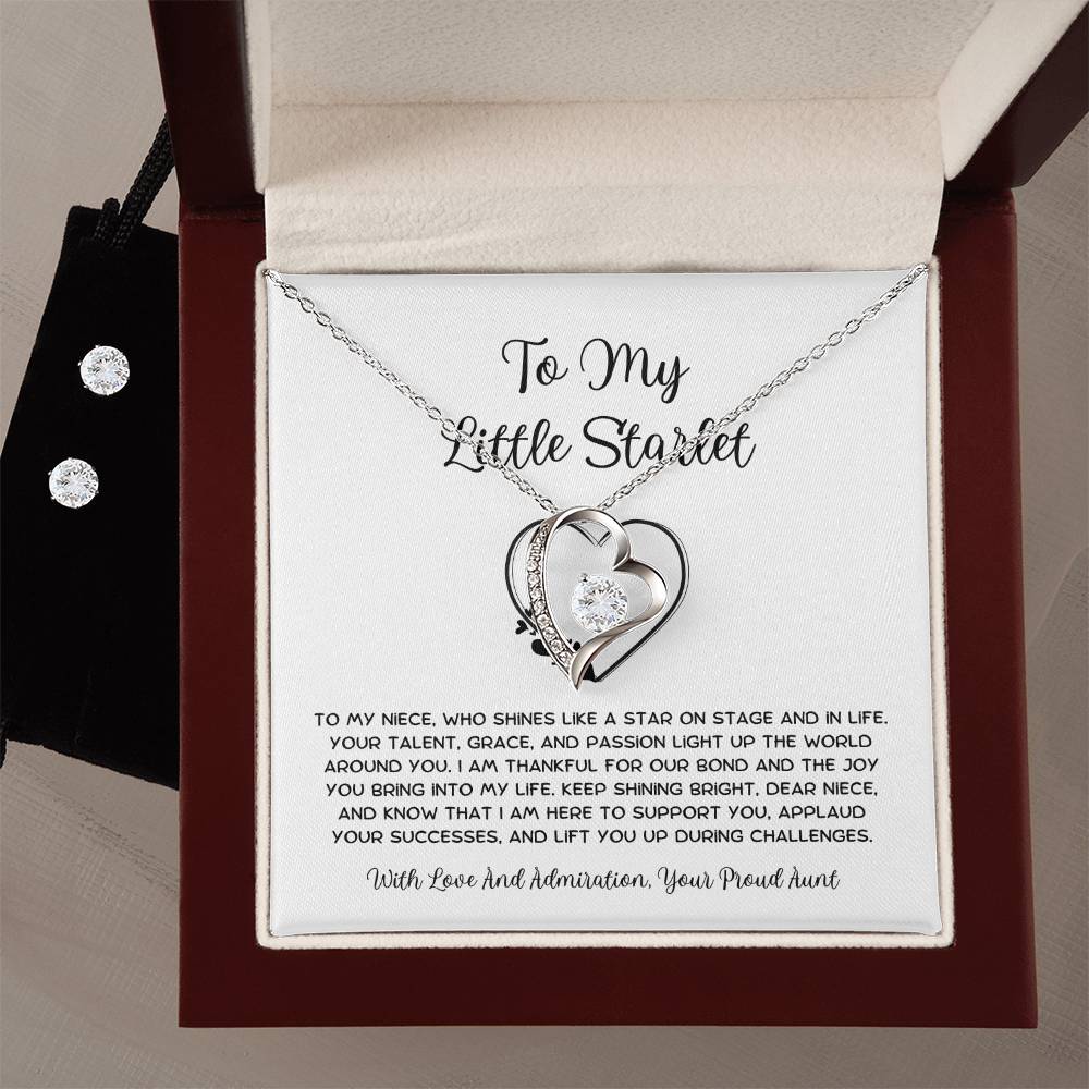 To My Little Starlet - From Aunt to Niece Forever Love Necklace With Earrings - SOUVMOUR
