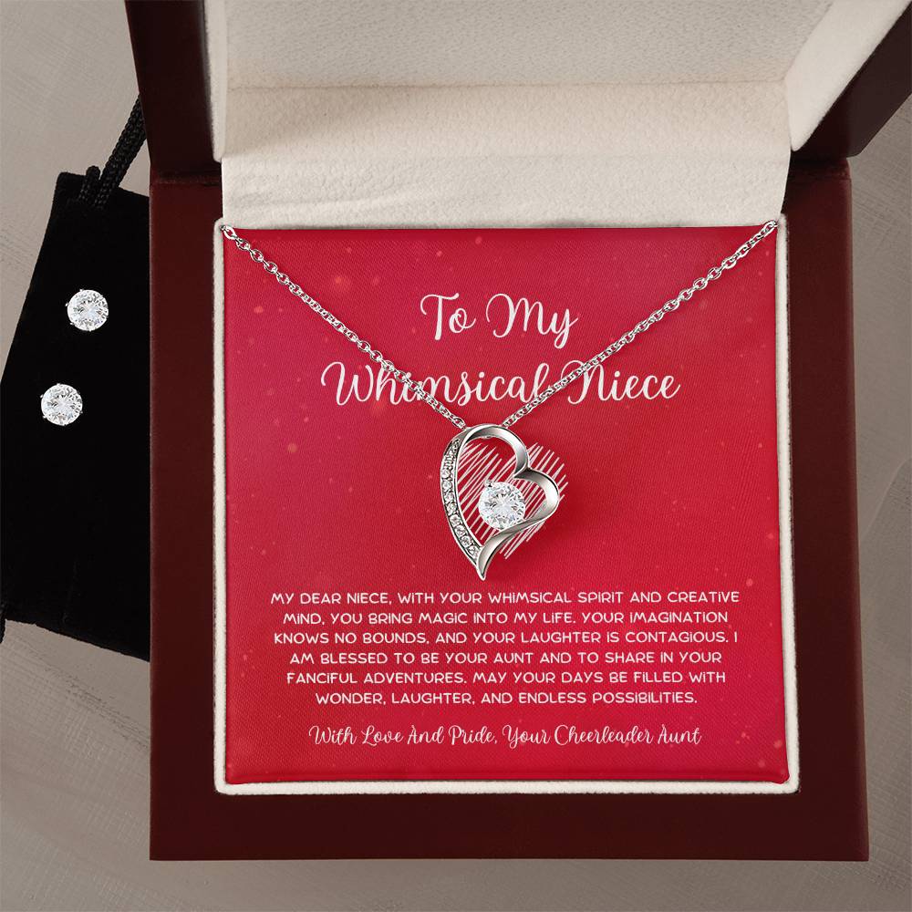 To My Whimsical Niece - From Aunt to Niece Forever Love Necklace With Earrings - SOUVMOUR