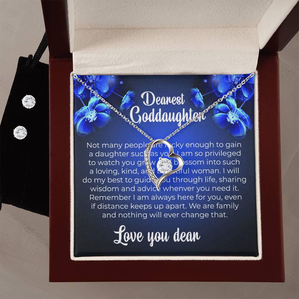 To My Dearest Goddaughter | Forever Love Necklace & Earring Set | A Symbol of Endless Love and Support | Goddaughter Gift