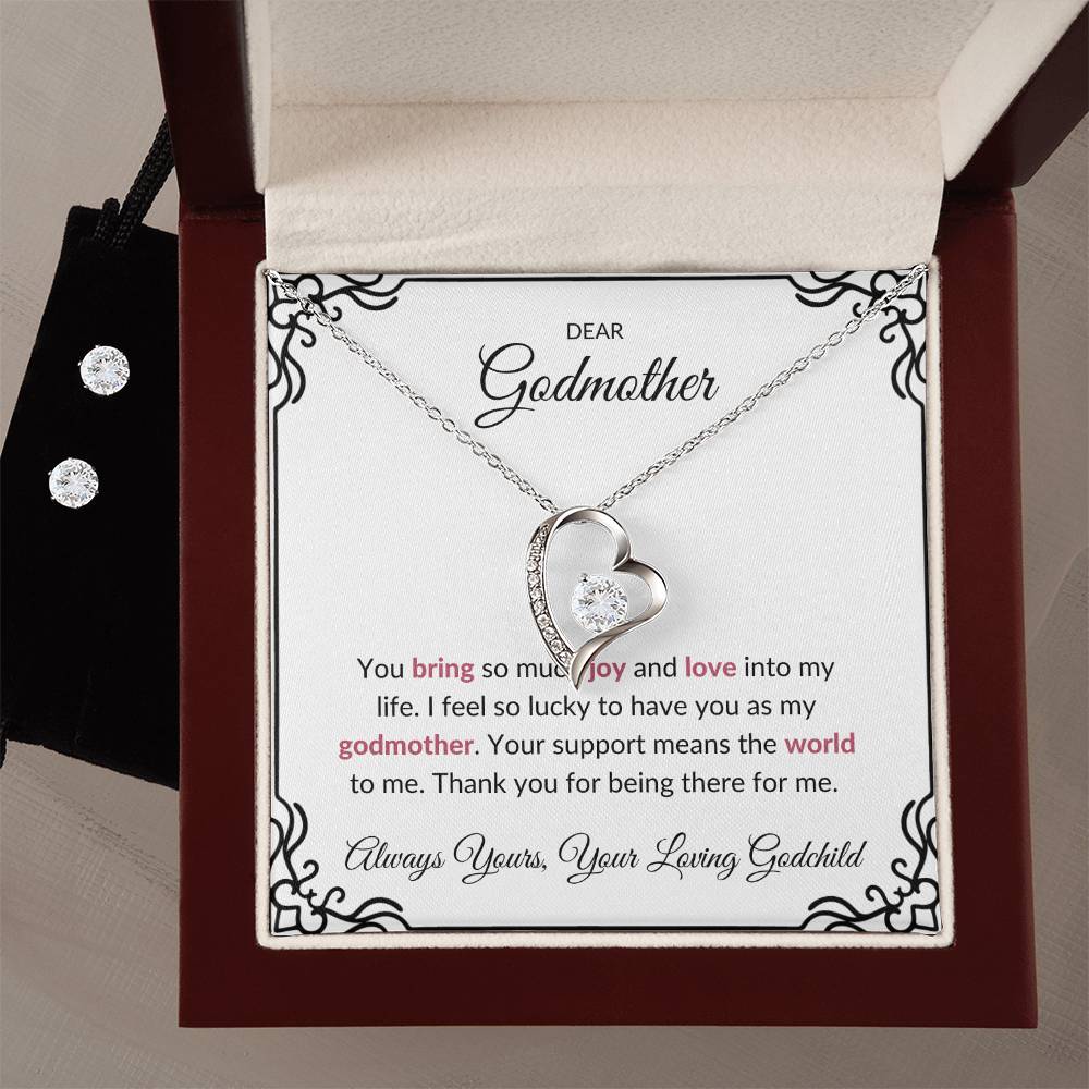 To My Lovely Godmother Forever Love Necklace & Earring Set | Godmother Gift | Godmother Necklace