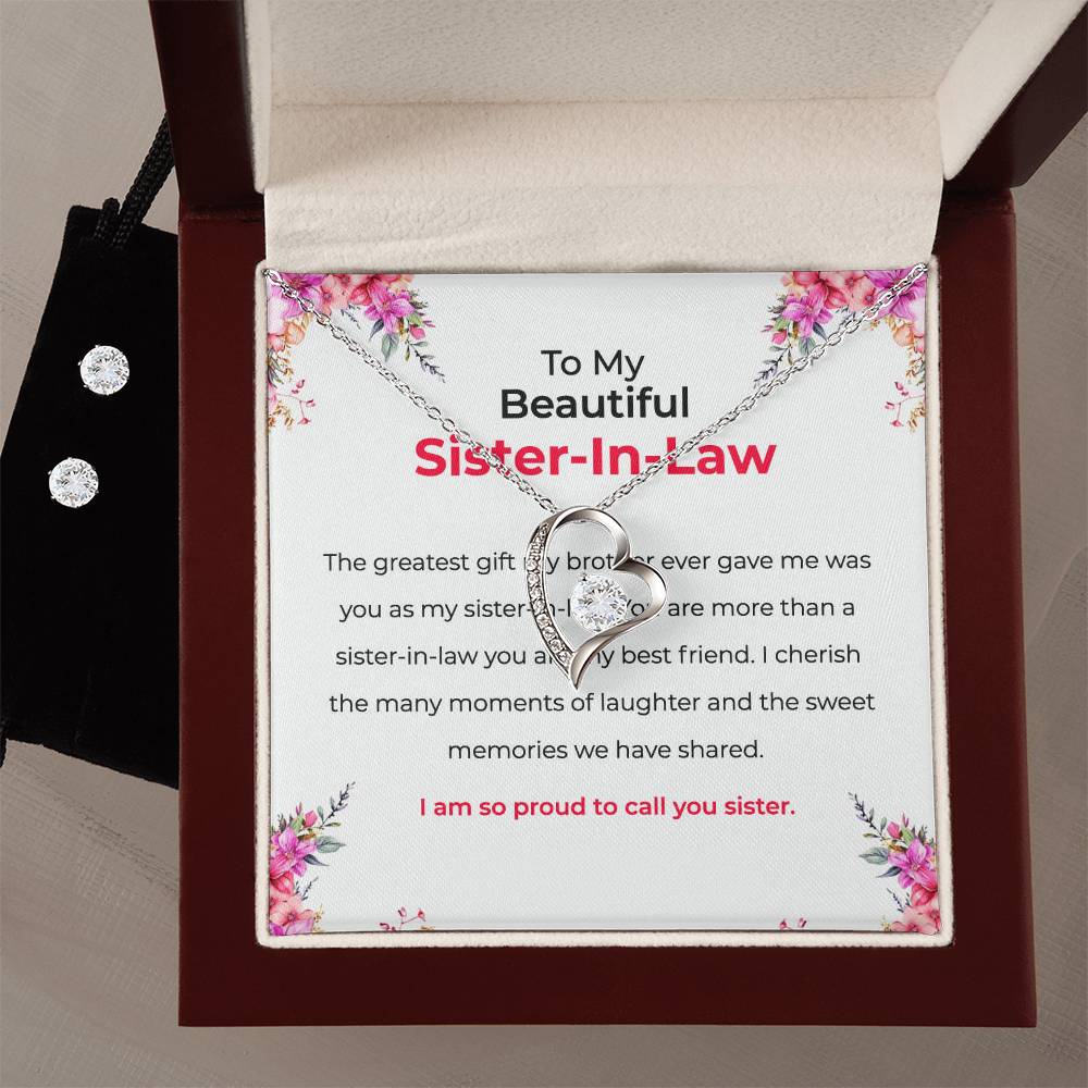 To My Beautiful Sister-in-Law | Forever Love Necklace & Earring Set | Gift for Sister-in-Law