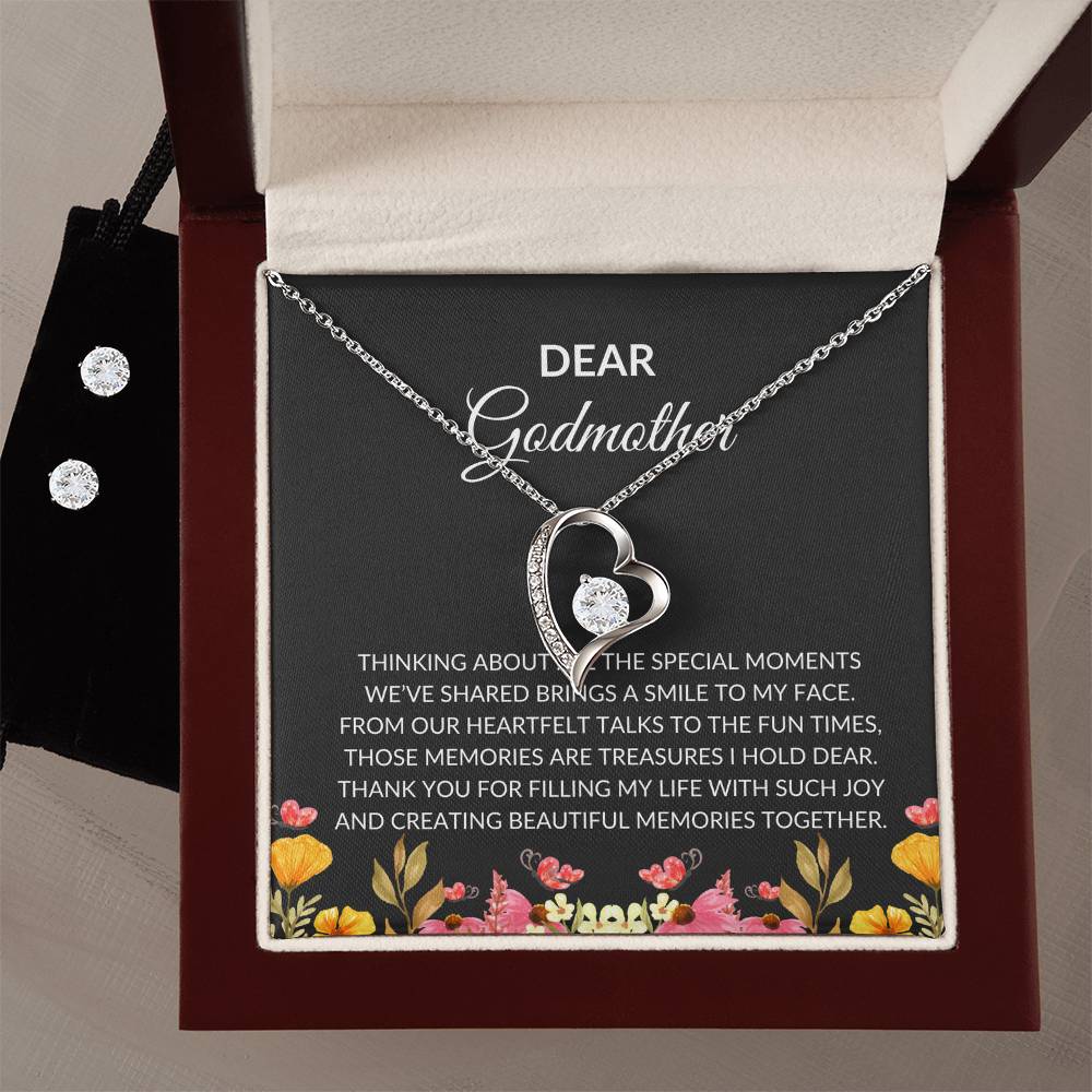 To My Dear Godmother Forever Love Necklace & Earring Set | Godmother Gift | Godmother Necklace