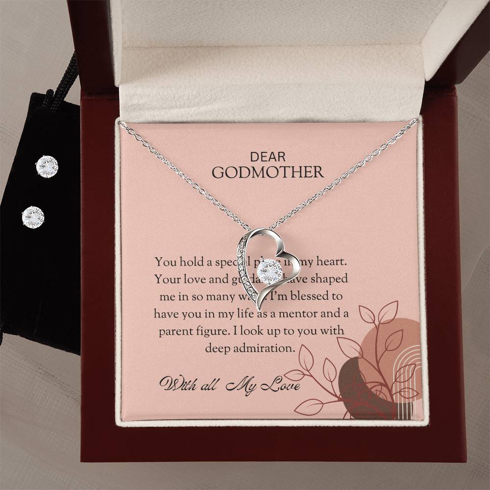 To My Special Godmother Forever Love Necklace & Earring Set | Godmother Gift | Godmother Necklace