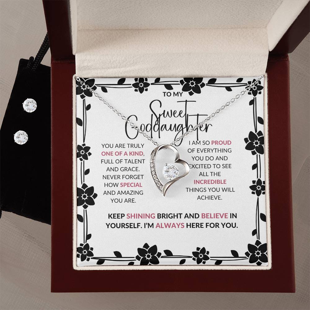 To My Sweet Goddaughter | Forever Love Necklace & Earring Set | A Beautiful Reminder of Our Bond | Goddaughter Gift