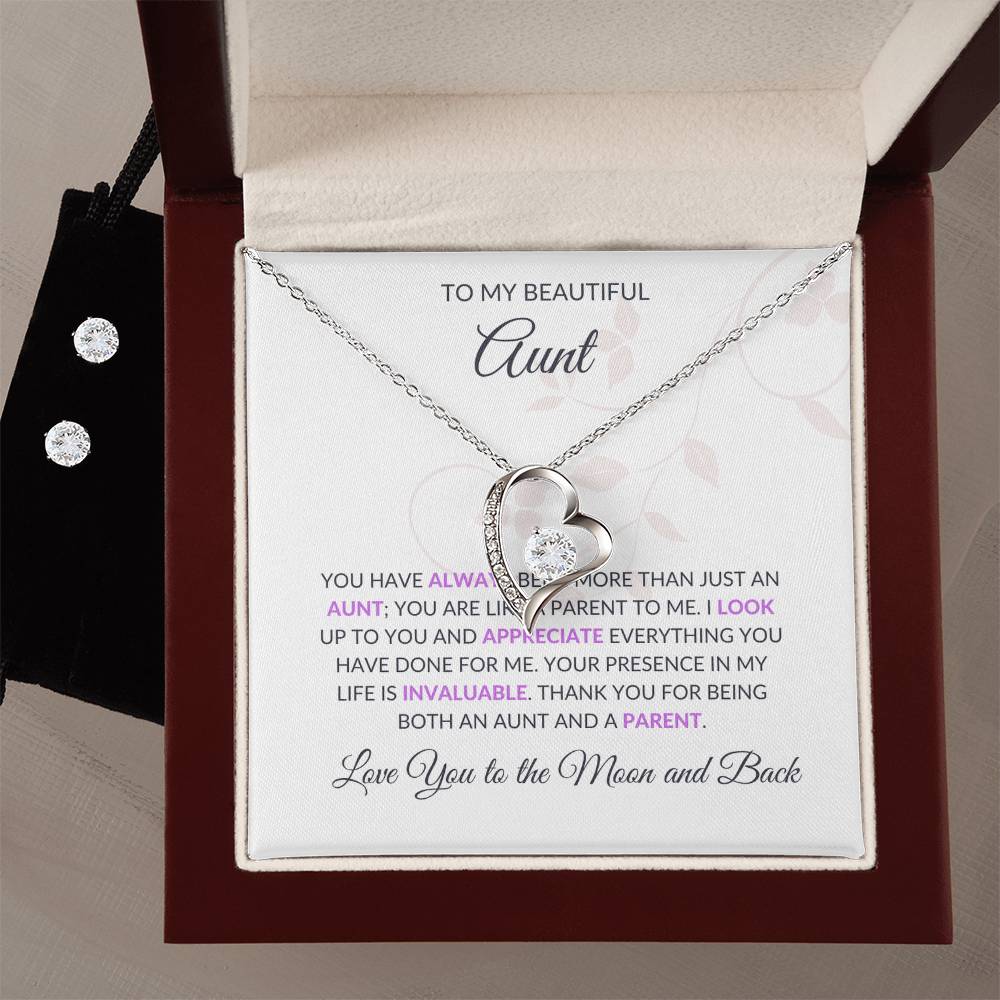 To My Aunt Necklace – Beautiful Classic Forever Love Necklace and Earring Set Gift - SOUVMOUR
