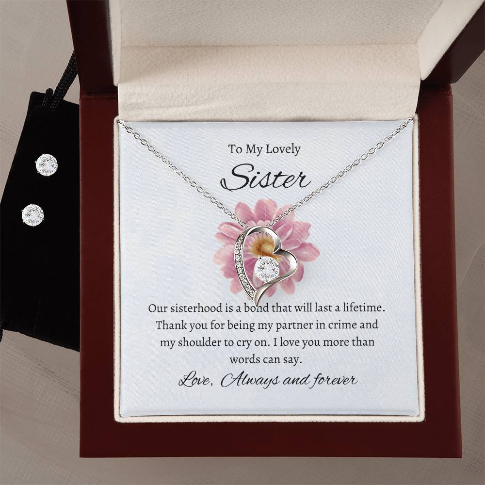 To My Wonderful Sister – Forever Love Necklace & Earring Set | A Heartwarming Gift of Appreciation