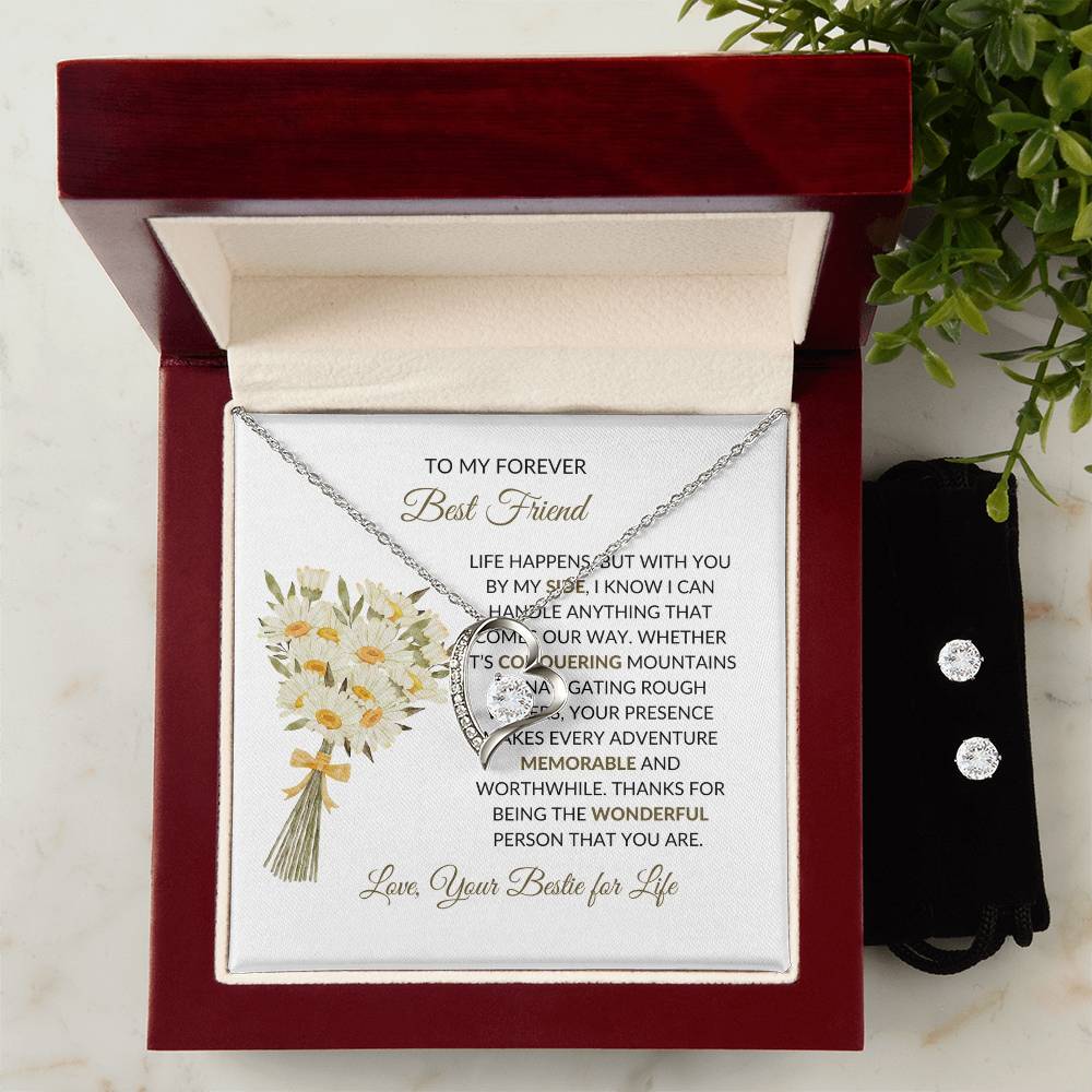 To My Forever Best Friend - Forever Love Necklace and Earrings Set | Gift for Best Friend | Friendship Gift