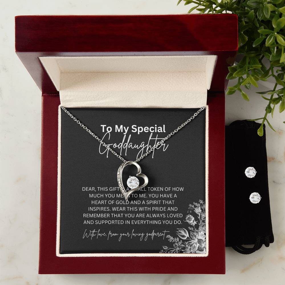 To My Special Goddaughter | Forever Love Necklace & Earring Set | A Timeless Expression of Love | Goddaughter Gift