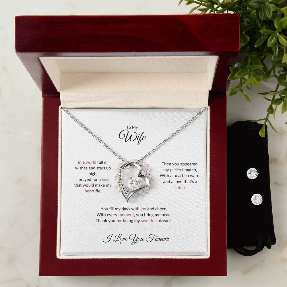 To My Beloved Wife, The Woman I Prayed For - Forever Love Necklace & Earring Set