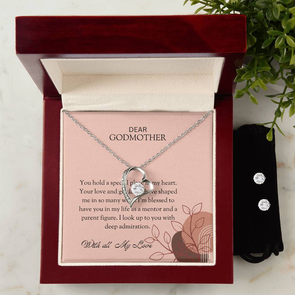 To My Special Godmother Forever Love Necklace & Earring Set | Godmother Gift | Godmother Necklace
