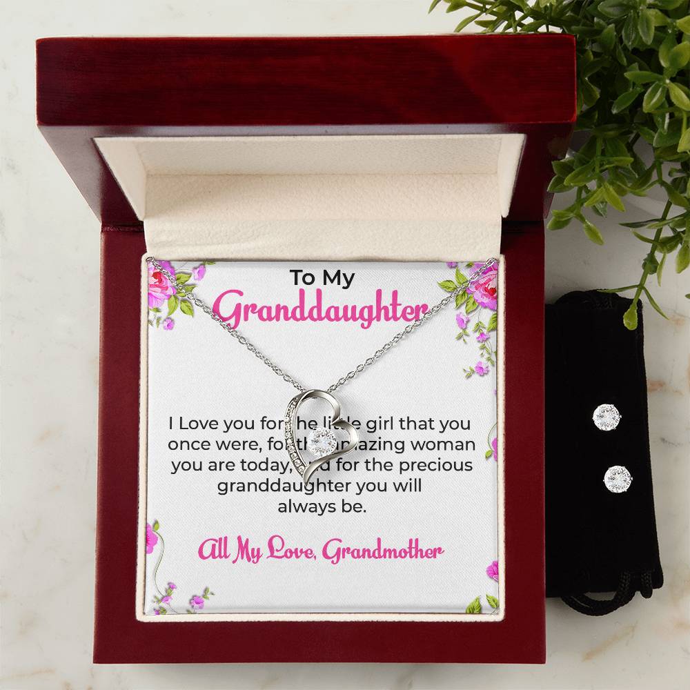 To My Special Granddaughter | Forever Love Necklace & Earring Set, Grandmother & Granddaughter Bond Necklace