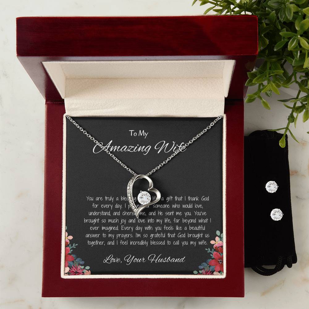 To My Amazing Wife, My Forever Love - Forever Love Necklace & Earring Set