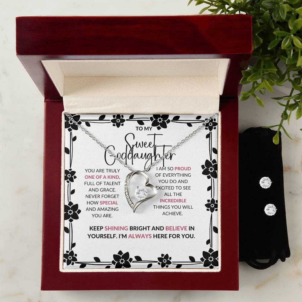 To My Sweet Goddaughter | Forever Love Necklace & Earring Set | A Beautiful Reminder of Our Bond | Goddaughter Gift