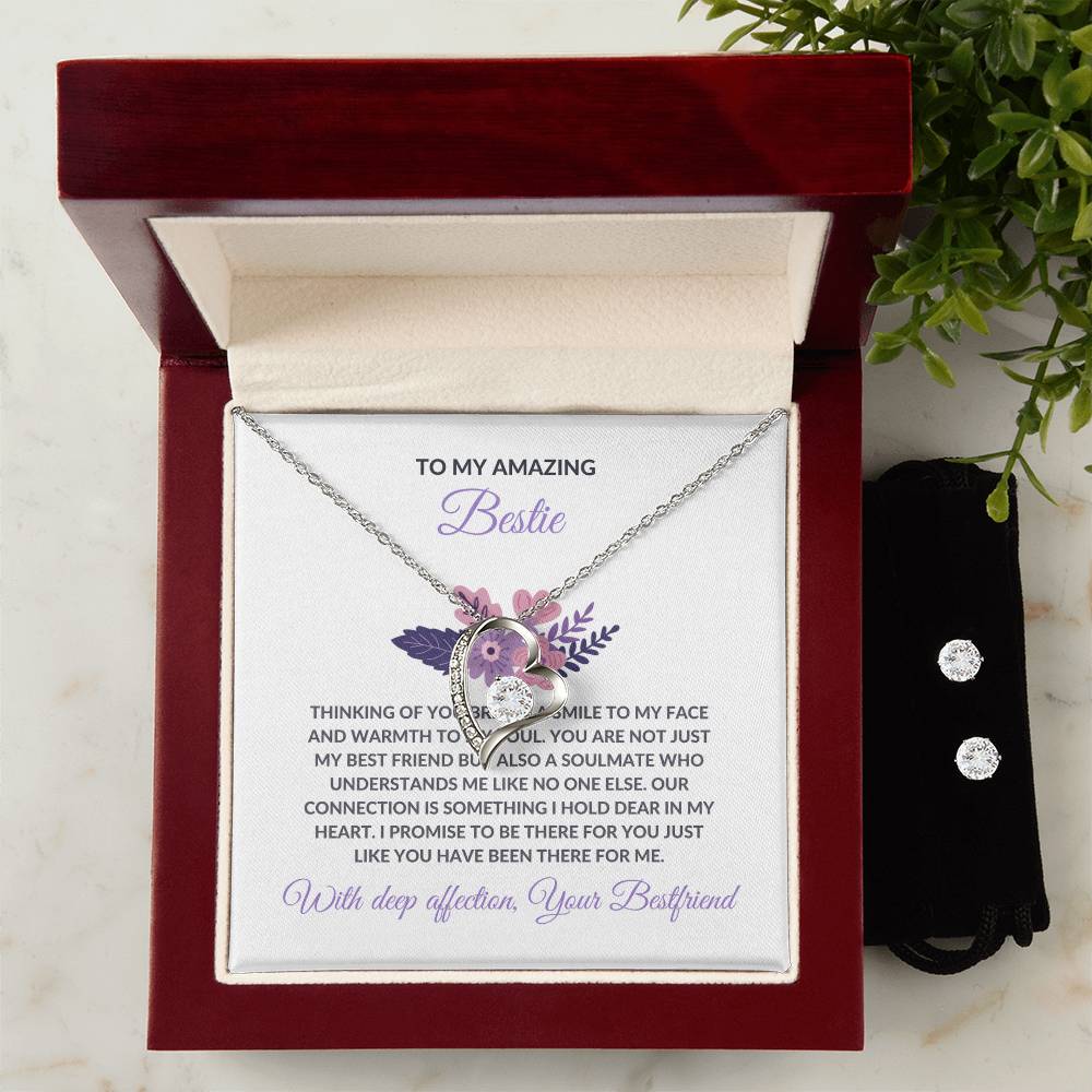 To My Amazing Best Friend - Forever Love Necklace and Earrings Set | Gift for Best Friend | Friendship Gift