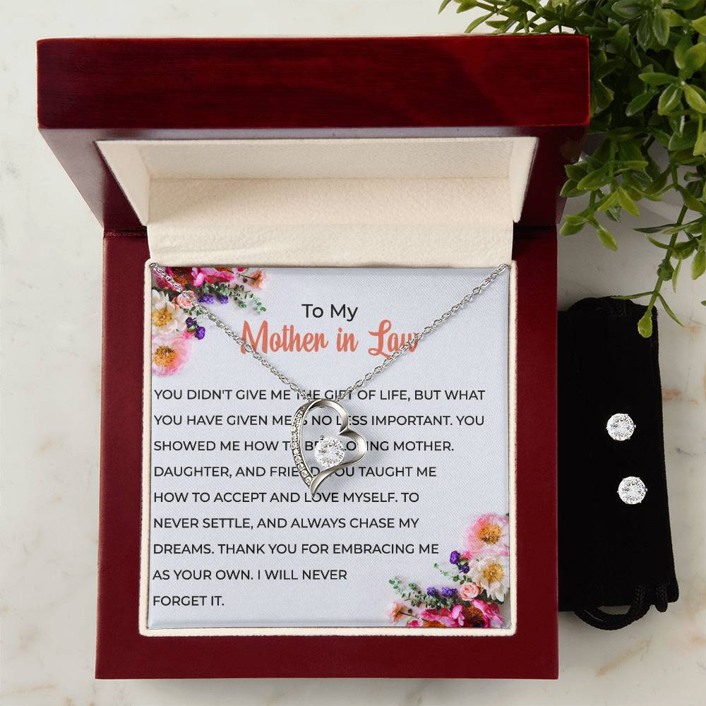 To My Cherished Mother-in-law | Forever Love Necklace & Earring Set | Loving Gift for Mother-in-law