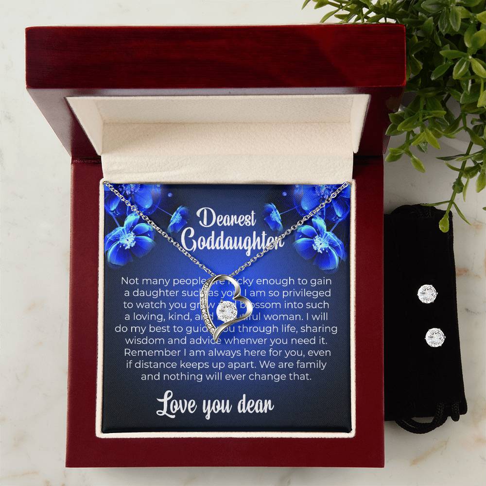 To My Dearest Goddaughter | Forever Love Necklace & Earring Set | A Symbol of Endless Love and Support | Goddaughter Gift