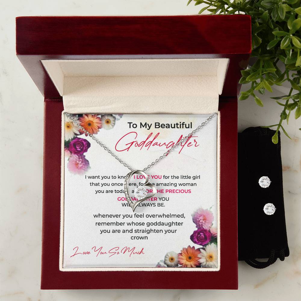 To My Beautiful Goddaughter | Forever Love Necklace & Earring Set | A Cherished Token of Affection | Goddaughter Gift
