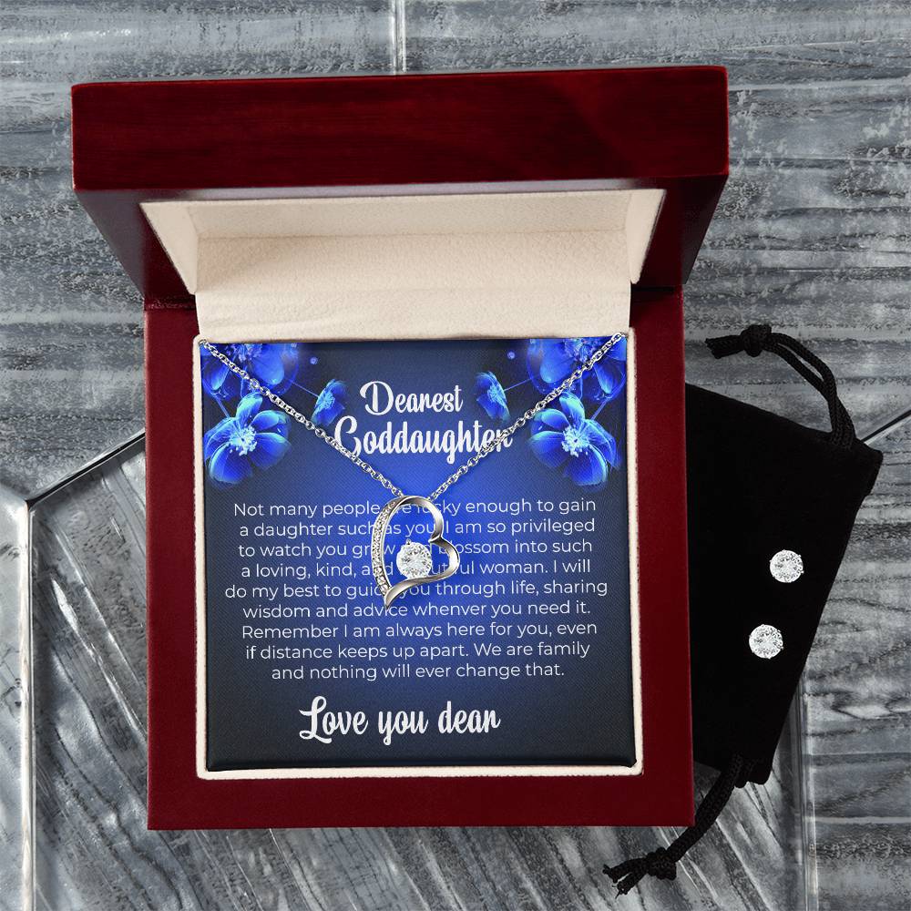 To My Dearest Goddaughter | Forever Love Necklace & Earring Set | A Symbol of Endless Love and Support | Goddaughter Gift